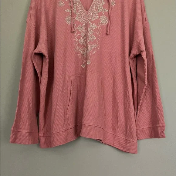 {J. Jill} Embroidered Waffle Knit with Hood in Dusty Rose - Womens XL - Picture 3 of 10